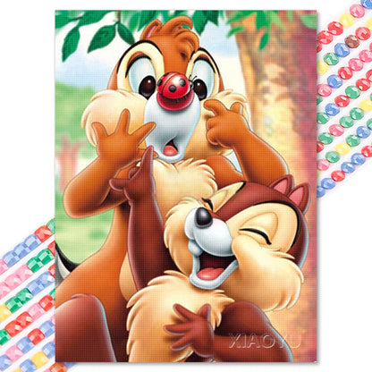 Fox and Hound - 5D Snow White Diamond Painting Kit