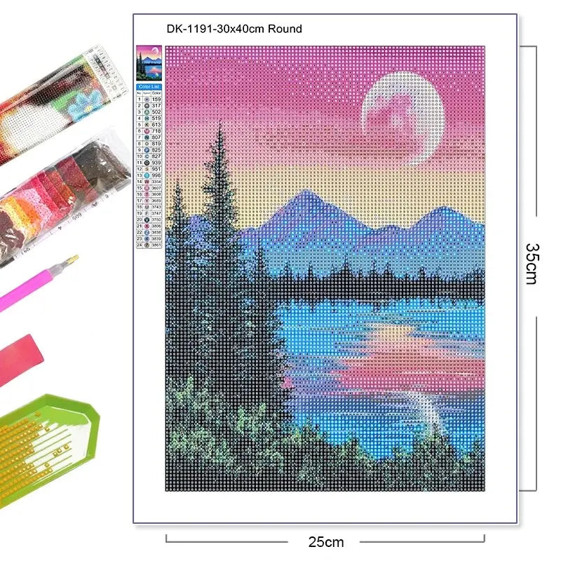 Midnight Sakura Castle - 5D Diamond Painting Kit