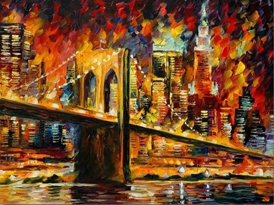 Brooklyn Bridge City Lights - 5D Diamond Painting Kit